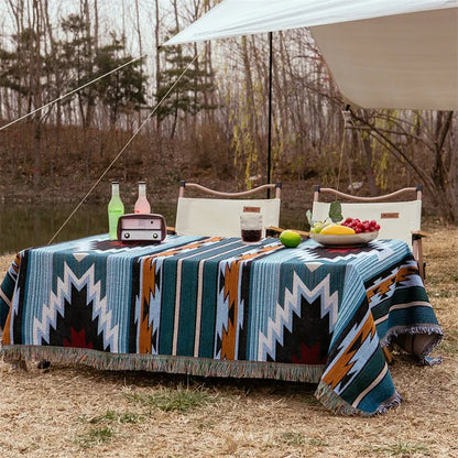 DecorBites™ Bohemian Cotton Plaid Sofa Blanket - Anti-Slip Knitted Decorative Home Cover