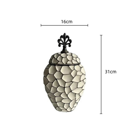 DecorBites™ Geometric Diamond Check Ceramic Vase: Home Decor Floral Arrangement & Accessories