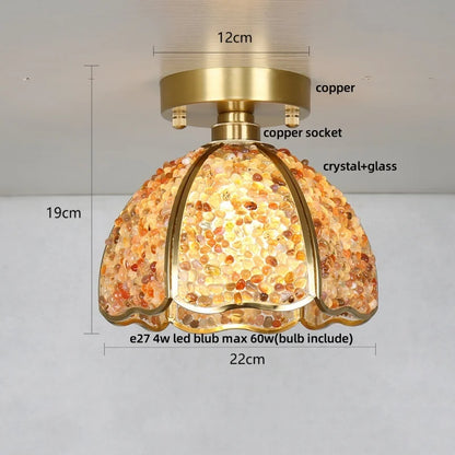 DecorBites™ Copper Canopy LED Ceiling Light Glass Crystal Nordic Modern Decor for Home