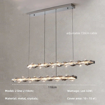 DecorBites™ Crystal Chandelier Pendant Light - Dimmable Modern Luxury LED Chrome Luminaria