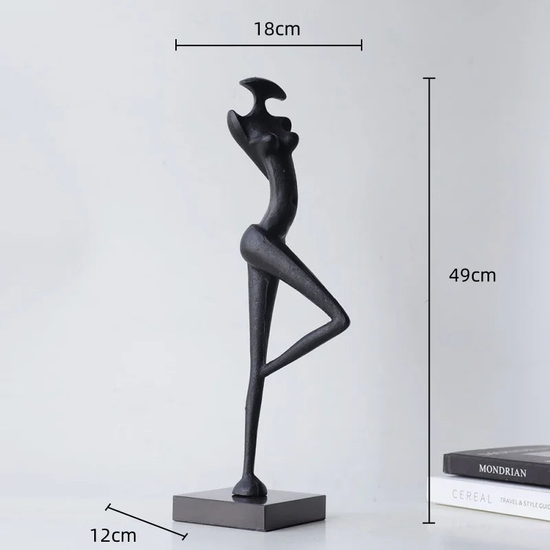 DecorBites™ Abstract Black Metal Female Figure Sculpture Home Decor Accessory