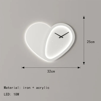 DecorBites™ Love Shaped Clock Wall Lamp Sconce Dimmable Indoor Bedroom Lighting