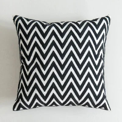 DecorBites™ Black White Embroidered Cushion Cover 45x45cm Sofa Bed Chair Home Decor