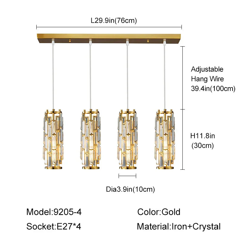 ™ Gold Crystal Chandelier: Elegant Dining Room Pendant Lighting
