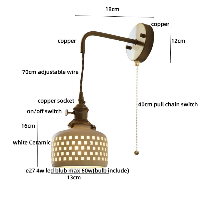 DecorBites™ Ceramic LED Wall Light Balcony Bedroom Kitchen Modern Bedside Lamp