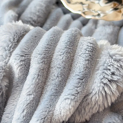 DecorBites™ Cozy Faux Rabbit Plush Blanket, Nordic Style, Thick & Warm, Super Soft Nap Shawl