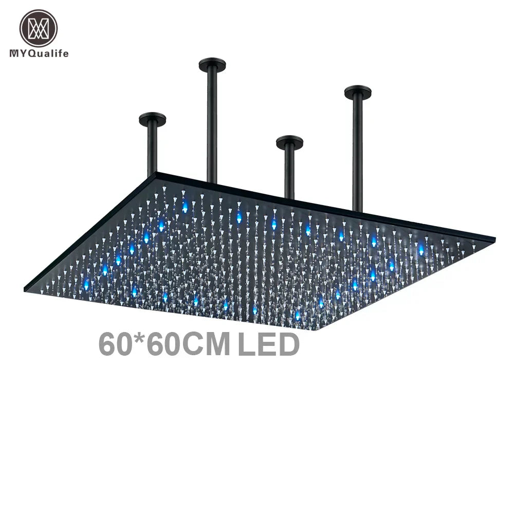 DecorBites™ 16"x32" LED Rainfall Shower Head - Color Changing Luxury Square Design