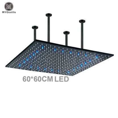 DecorBites™ 16"x32" LED Rainfall Shower Head - Color Changing Luxury Square Design