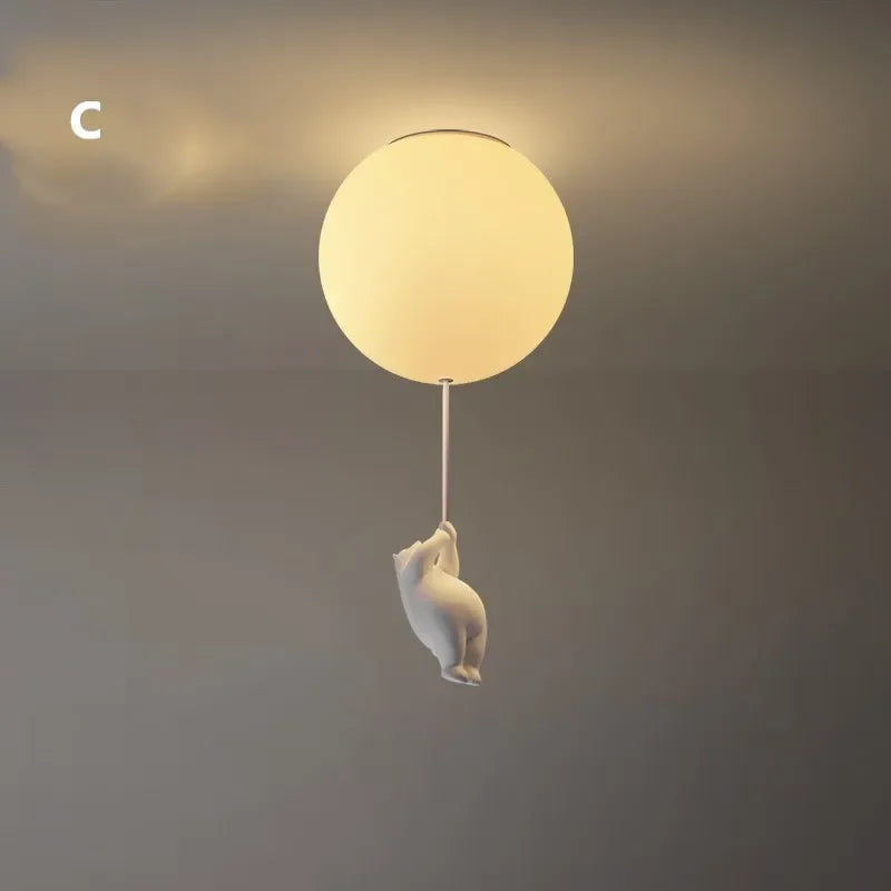DecorBites™ Bear LED Ceiling Chandelier: Cute PVC Ball Lampshade for Children's Room Decor