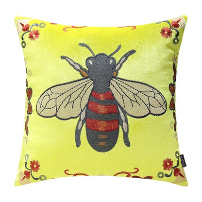 DecorBites™ Bee Embroidery Cushion Cover - Exquisite Animal Design for Sofa Decor