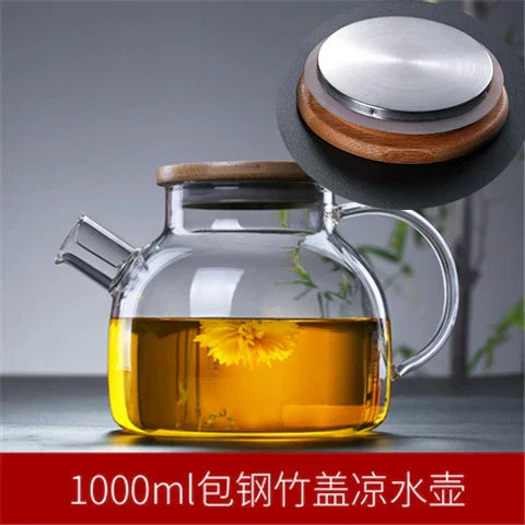 DecorBites™ Glass Teapot Cold Water Jug Large Capacity-Transparent Tea Pot Juice Container