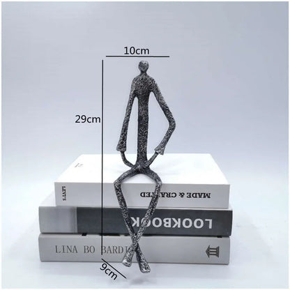 DecorBites™ Abstract Metal Human Sculpture Cast Iron Black Person Desktop Ornament