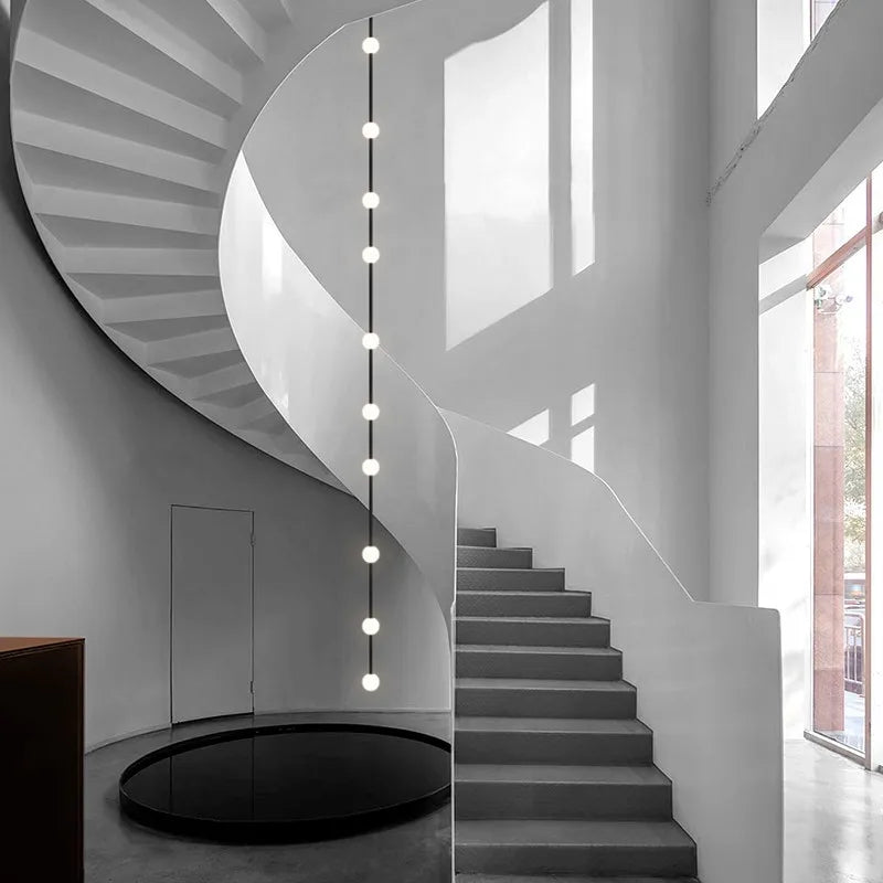 ™ Linear Glass Art Chandelier | Minimalist Black/Gold | 5/6/7/8 Heads Creative Design