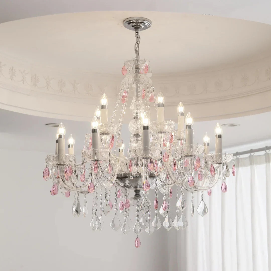 DecorBites™ Blue Crystal Chandelier: Luxury E14 Pendant Lights for Living Room and Bedroom