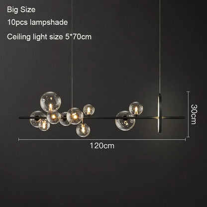 DecorBites™ Black Glass Ball LED Pendant Chandelier for Dining Room, Kitchen, and Restaurant