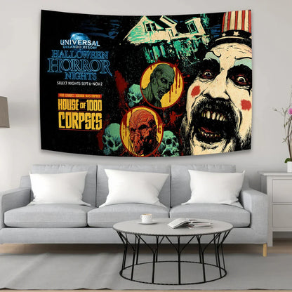 DecorBites™ Horror Movie Tapestry Halloween Curtains - Psychedelic Home Decoration Wall Canvas