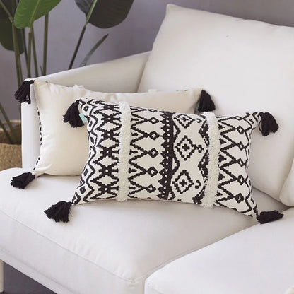 DecorBites™ Geometric Tufted Cotton Woven Cushion Cover 45x45cm for Home Sofa Bed Decor