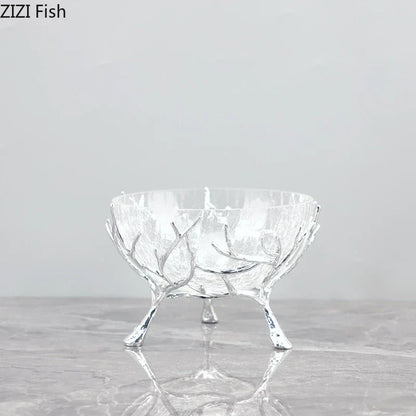 DecorBites™ Golden Branches Glass Bowl Set for Home Kitchen Desserts and Snacks