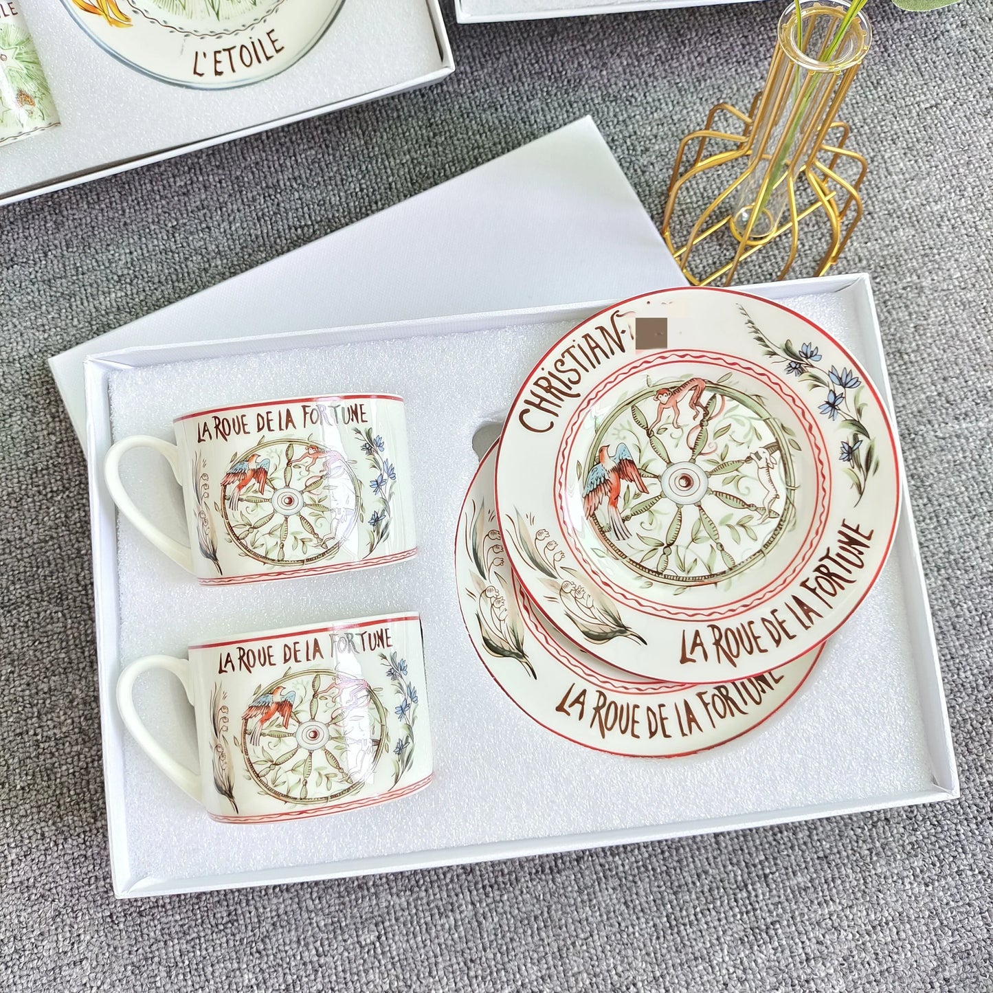 DecorBites™ Bone China Coffee and Tea Cup Set with Saucer, Teaware, Dessert Dish
