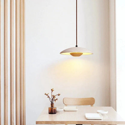 DecorBites™ Cream Stone Wood Chandelier Pendant Lamp for Bedroom - Danish Style Atmospheric Lighting
