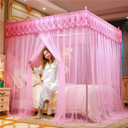 DecorBites™ Lace Mosquito Tent with Stainless Steel Bracket for Queen King Canopy Bed