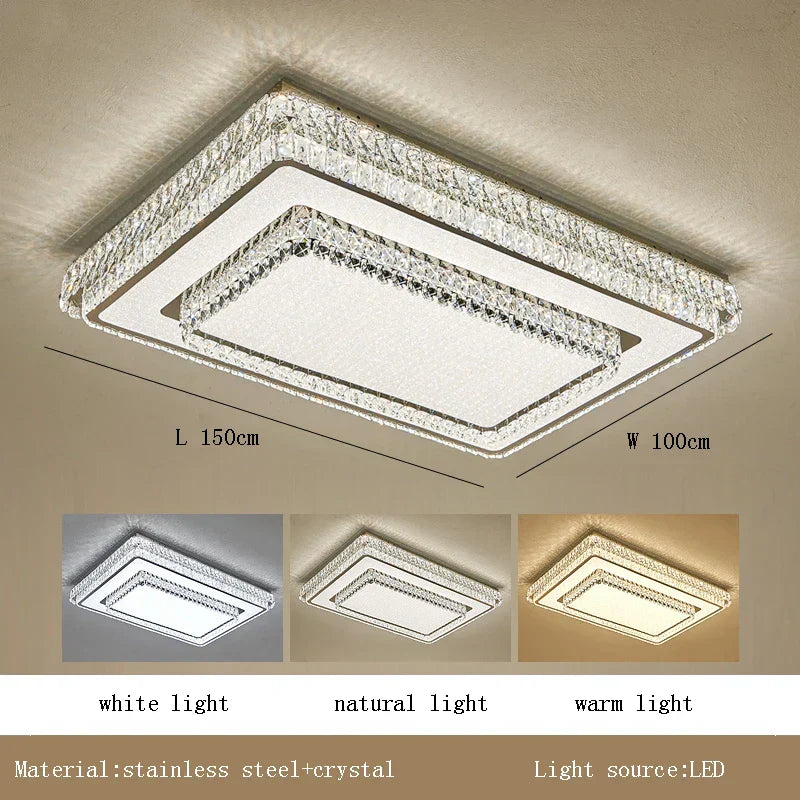DecorBites™ Crystal LED Ceiling Lamp 2024: Luxury Minimalist Bedroom Lights