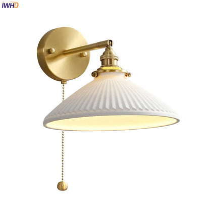 DecorBites™ Ceramic LED Wall Sconce: Modern Copper Indoor Luminaria for Bedroom, Mirror, Stairway