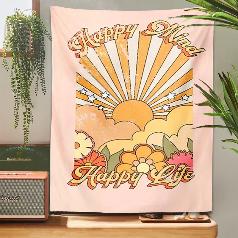 DecorBites™ 70s Girl Sunset Tapestry Wall Hanging for Boho Living Room Bedroom Decor
