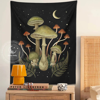 DecorBites™ Botanical Mushroom Moom Tapestry Wall Hanging for Boho Living Room Decor