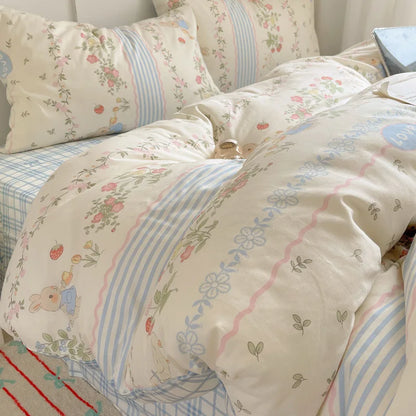 DecorBites™ Cartoon Pattern 100% Cotton Bedding Set - Single Double Size Soft Fitted Sheet, Cozy & Breathable