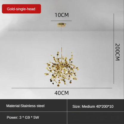 DecorBites™ Leaf Sequin Ceiling Chandelier for Modern Living Room, Restaurant, Bar, and Shop Window