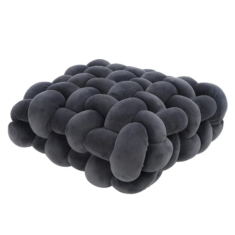 ™ Knot Square Pillows: Handmade Decor for Living Room, Bedroom, Office in Grey