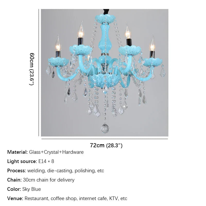 DecorBites™ Blue Crystal Pendent Lamp/Candle Chandelier for Living Room, Bedroom, Restaurant, KTV