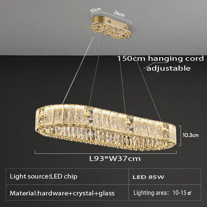 DecorBites™ Crystal Glass Chandelier: Big Round Luxury LED Ceiling Hanging Lamps for Home Decor.