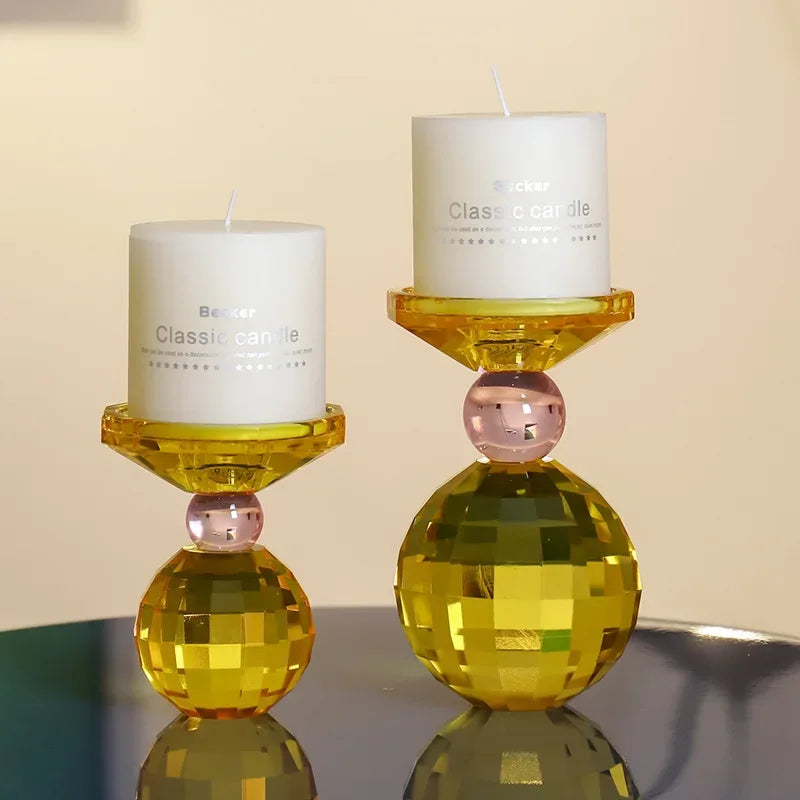 DecorBites™ Crystal Candle Holder: Elegant Table Centerpiece for Romantic Events & Home Decor