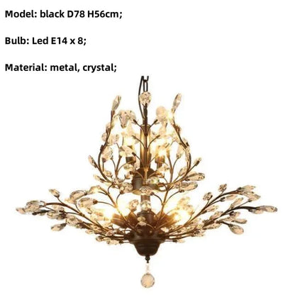DecorBites™ Crystal Tree Chandelier Ceiling Light for Bedroom with LED E14 Bulbs