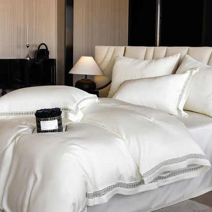 DecorBites™ Eucalyptus Fiber Duvet Cover Set: Soft, Silky, Cool, Hollow Edge, Summer Bedding