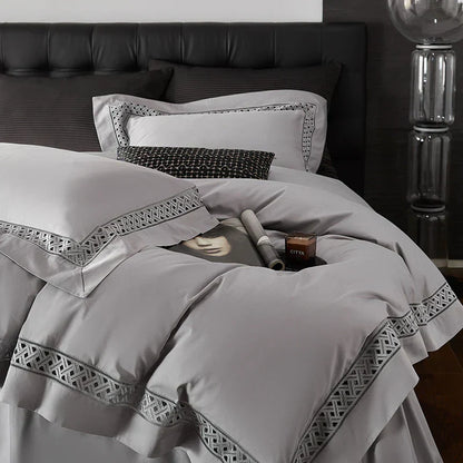 DecorBites™ Egyptian Cotton Luxury Hotel Bedding Set: Duvet, Sheet, Pillowcases