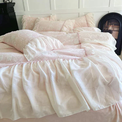 ™ Lace Ruffles Velvet Princess Bedding Set: Duvet, Sheet, Pillowcases