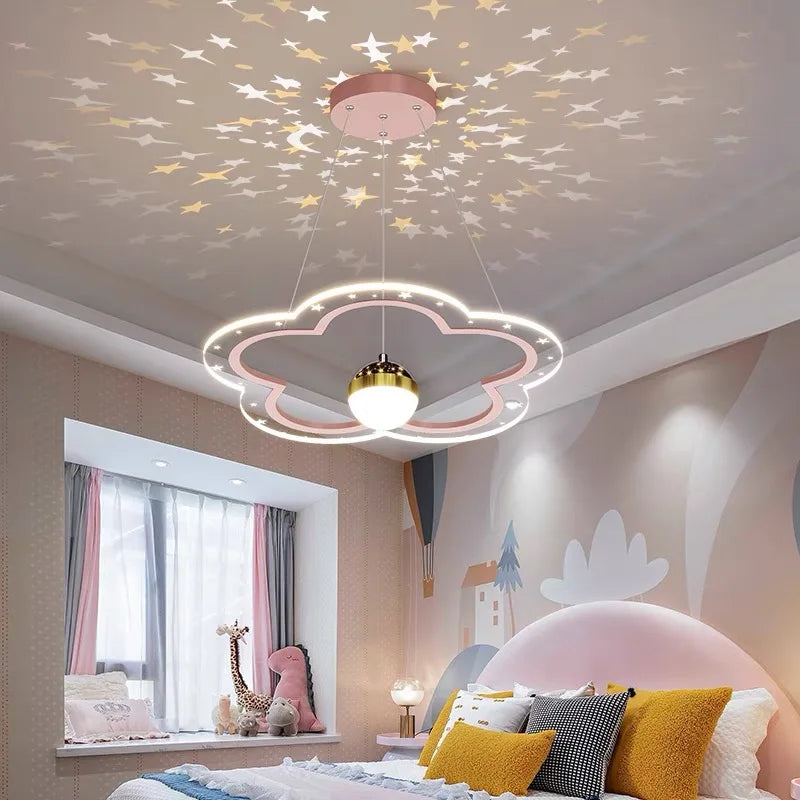 DecorBites™ Cloud Flower LED Chandelier: Kid's Bedroom Starry Sky Decorative Lighting Fixture