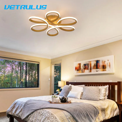 ™ Gold Flower Acrylic Pendant Chandelier - Modern LED Ceiling Light