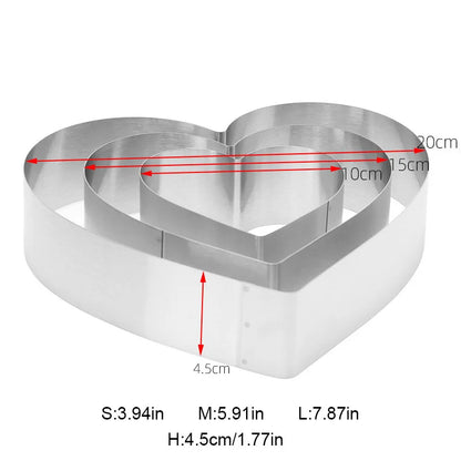 ™ Heart-Shaped Stainless Steel Mousse Mold Set - Baking Tool for Cakes & Desserts