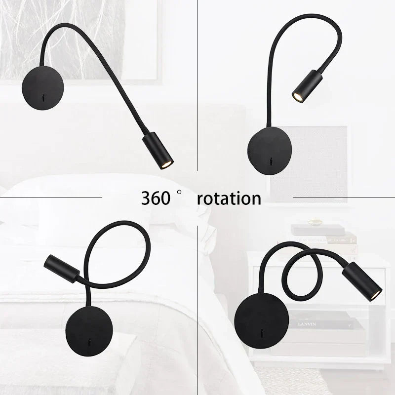 DecorBites™ 3W LED Wall Spot Light with On/Off Switch, Flexible Desk Reading Lamp
