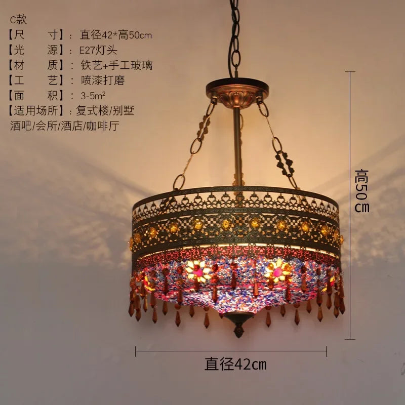DecorBites™ Bohemian Exotic Stained Glass Pendant Lights for Home Decor and Hospitality