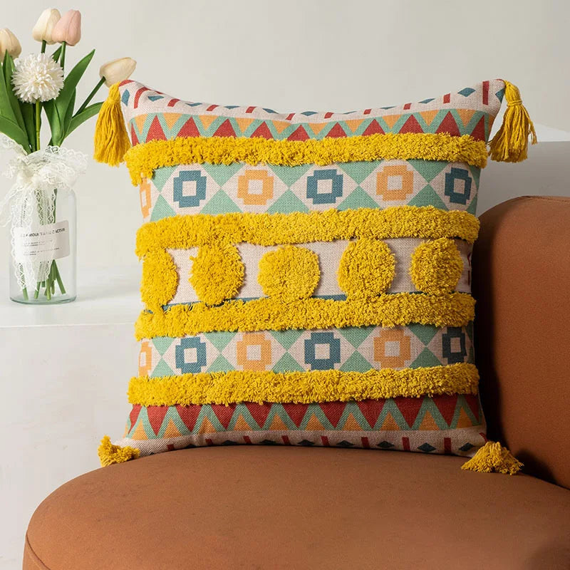 DecorBites™ Bohemian Floral Throw Pillow Cover with Tassels