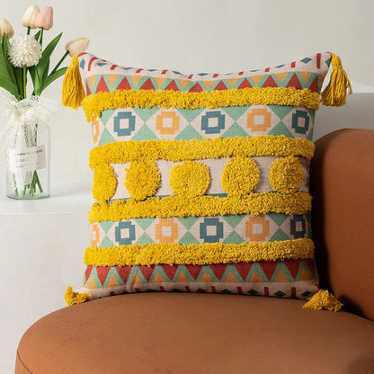 DecorBites™ Bohemian Floral Throw Pillow Cover with Tassels