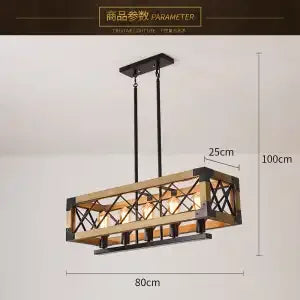 DecorBites™ 6-Head Industrial Style Pendant Lamp - Retro Solid Wood Iron Table Light