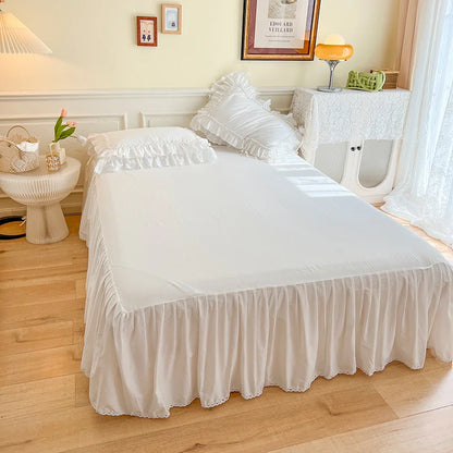 DecorBites™ Korean Princess Style Double Ruffle Bedding Set for Queen King Bed
