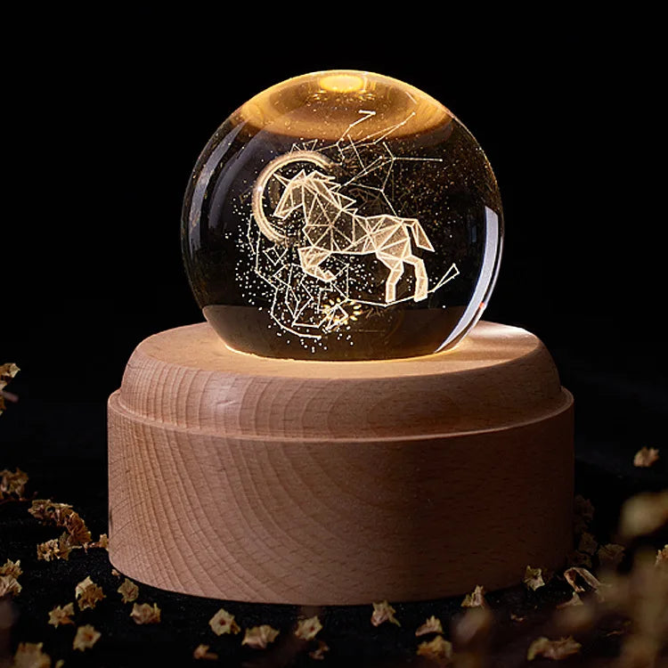 DecorBites™ Crystal Ball Music Box: Rotating Light Projection, Birthday & Valentine's Day Gift