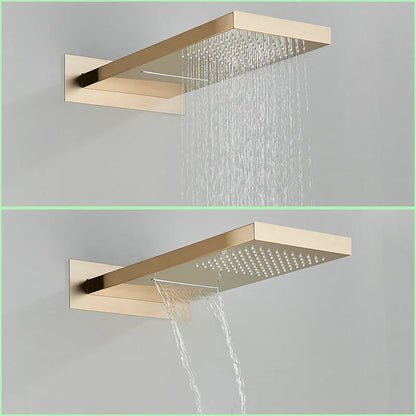 DecorBites™ Gold Thermostatic Rain Waterfall Shower Faucet Set - Wall Mounted Shower System